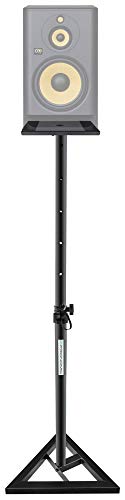 Pronomic SLS-10 Stativ für Studio Monitor Ständer (Höhenverstellbar 80 cm bis 130 cm, Dreiecksbasis, Gummifüße, Dornenfüße/Spikes, Stahl, Trägerplatte mit Gummistreifen) Schwarz pulverbeschichtet
