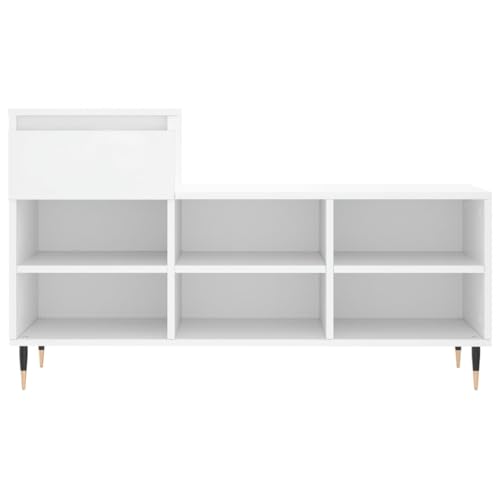 Zapatero blanco con cajón y 6 compartimentos de madera moderna 6
