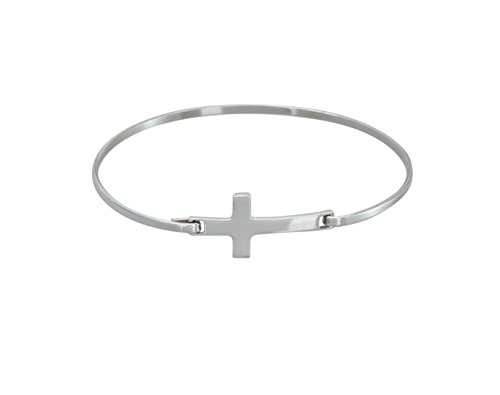 WIZARDPINS Sideways Cross Sterling Silver 925 Bangle Bracelet