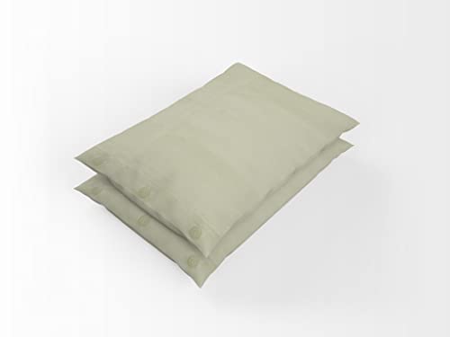 Paire de taies d'oreiller couvre-coussin art candy pour coussin de lit 50 x 80 cm en fibre de coton avec fermeture latérale à bouton coloré couleur crème unie Cover