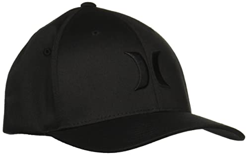 Hurley Mens One and Only Flex Fit Cap, Black/White, Small / Medium