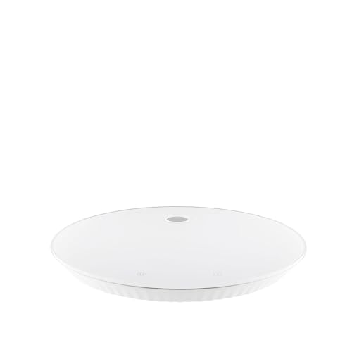 Alessi Plissé MDL16 W - Balance de Cuisine Digitale Design, Suspendable avec un Support Mural, en Résine Themoplastique et Verre Trempé, Batterie Rechargeable, Blanc