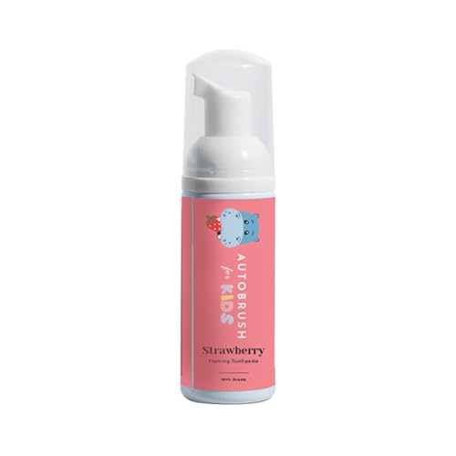 Autobrush Fluoride-Free Foaming Toothpaste for Kids Strawberry Flavor Whitening & Deep Cleaning Travel Friendly Anti-Cavity (Pack of 1)