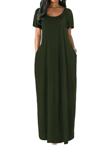 Image of Nimsruc Women Summer Long Dress Casual Sexy Short Sleeve Loose Maxi Dresses for Women 2025