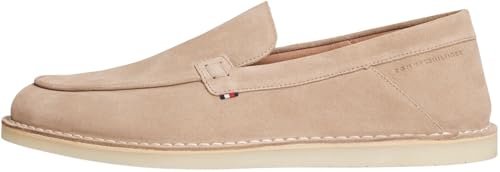 Tommy Hilfiger Chaussures de Conduite Homme Stitchdown Loafer en Cuir Velours, Beige (Coastal Taupe), 46