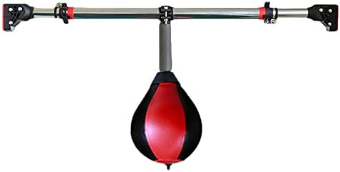 Adjustable Speed Bag for Home Gym - Portable Doorway Punching Ball for Adults & Kids - Reflex Training Equipment - Compact 8.7" Red & Black Design