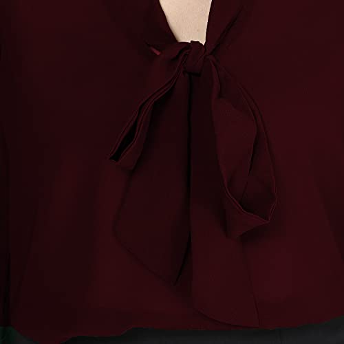 Image of Girls Bishop sleeves V-neck tie up top-71