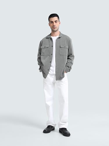 Image of StitchX Men's Stretchy Long Overshirt Melange Knitted Shacket