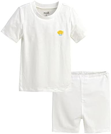 moimoln Solid Viscose Baby Toddler Kids Girls Boys Short Soft Cool Summer Pjs Sleepwear Pajamas Set White 4T