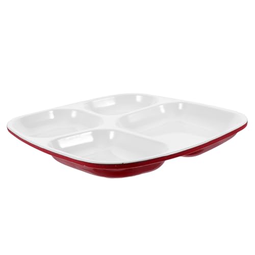 MUCKLILY Divided Dish Plate Fall Tableware Versatile Compartment Tray for Home Restaurant Use Red White Design Easy to Clean