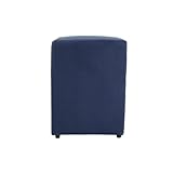 Puff Decorativo Cubo Grande, 45x34x34cm, Estrutura em Madeira, Revestimento em Suede, para Sala, Quarto, Escritório (Azul Marinho, Grande)