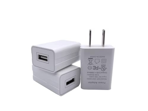 YOTFUEL Wall Charger Cube 5V1A USB Power Supply Charging Block Universal Wall Plug Brick Portable Travel Fast Charger Power Adapter for iPhone, Samsung Galaxy, LG (3PCS-White)