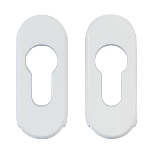 Amig - Escudo de Seguridad con Cuerpo de Acero para Cerraduras Mod. 3700-70 x 29 mm - Para Puertas Metálicas - Con Embellecedor de Aluminio - Acabado Blanco