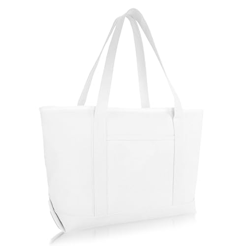 Image of DALIX 23 inch Premium 24 oz. Cotton Canvas Shopping Tote Bag