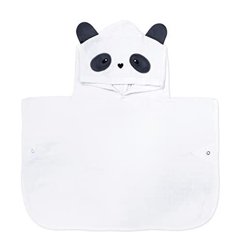 Image of Masilo Organic Cotton Muslin Hodded Poncho Towel for 6 to 12 Months Baby, Pack of 1 - Panda White
