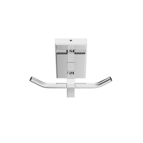 Image of USF Premium 304 Stainless Steel Robe Hook, Dual Towel Hanger, Multipurpose Cloth & Napkin Holder for Bathroom & Kitchen, 25 Years Warranty (Chrome Finish, Pack of 1) - Orizon
