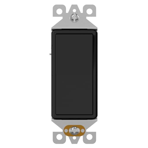 AIDA 1 Pack Single Pole Rocker Decora Light Switch, 15 Amp Self-grounding Electrical Light Switches, Residential Grade, UL Listed, Matte Black