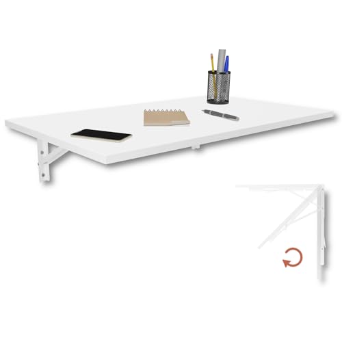 Mesa plegable de pared, 80 x 50 cm, color blanco, mesa de comedor, mesa de cocina, mesa de bar, mesa de pared, mesa de bar, mesa de pared, plegable, para montaje en pared, oficina, cocina, comedor