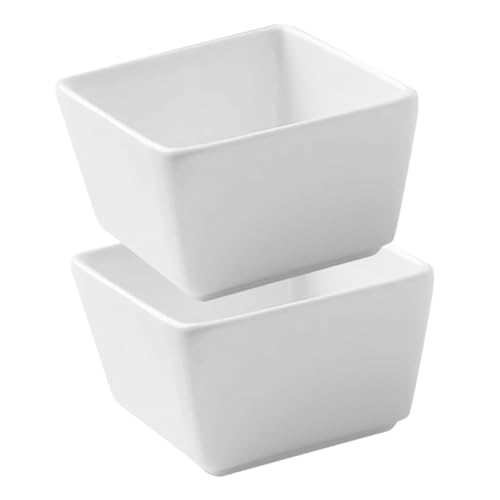 Garneck 2pcs Square Sugar Bowl Mini Bowls Soy Sauce Dish Sugar Packet Rack Sugar Cube Container Dip Bowls for Parties Seasoning Plate Trifle Bowls Seasoning Dish Small Plate White Ceramics