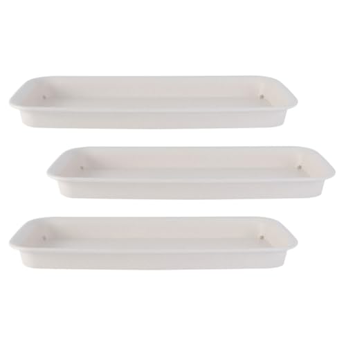 EXCEART Juego de 3 Bandejas Rectangulares para Macetas de Jardinería Plato de Agua Beige 400 Tamaño 355X143 CM Base para Bonsáis Resistente y Fácil de Limpiar Protección contra