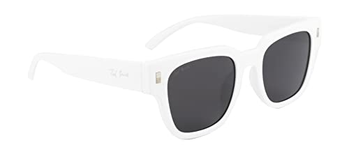 Image of Ted Smith Men's Women's UV Protection Grey Lens White Square Sunglasses