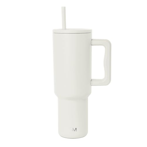 Image of Simple Modern 40 oz Trek Tumbler with Handle and Straw Lid | Cup Holder Friendly Insulated Stainless Steel Travel Mug | Cream