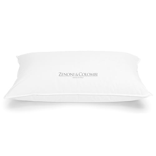 Zenoni & Colombi | Almohadas para Cama en 100% Pluma de Ganso, Funda de 100% Algodón, Tamaño 50x75cm - Made in Italy (Marilleva)