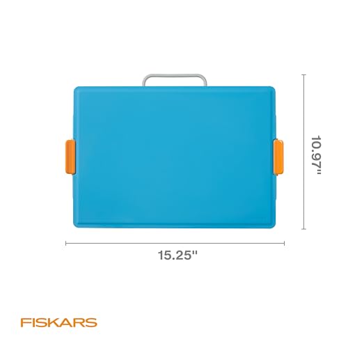 Fiskars Kids Creating Toolbox – Portable Art Storage Organizer with Reversible Lid, Carry Handle, and Secure Snap-Close Design