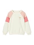 Runder Ausschnitt Vertbaudet Mädchen Colorblock-Sweatshirt mit Recycling-Polyester wollweiß 116
