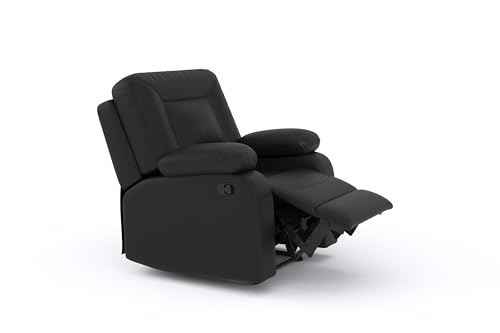 Image of Amazon Brand - Solimo Elysium | Single Seater Sofa Recliner | Manual Recliner (Leatherette Black)