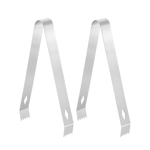 Ymapinc Ice Tongs Stainless Steel Small Tongs 6.3 inch with Sharp Teeth Silver Ice Cube Tongs for Ice Bucket Coffee Bar Salad Buffet Food Serving Bartending