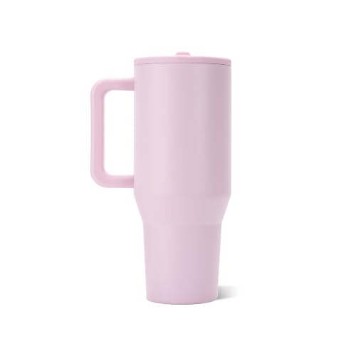 Image of HydroJug Traveler - 40 oz Water Bottle with Handle & Flip Straw - Fits in Cup Holder, Leak Resistant Tumbler-Reusable Insulated Stainless Steel & Rubber Base - Gifts for Women & Men, Sweet Pea