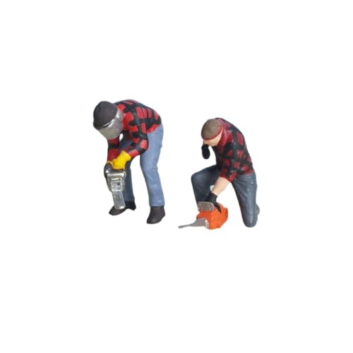 TWSX Miniatures Lumberjacks 2pcs, 1:64 Scale, Labor, Logging,Miniature People, Miniature Models, Suitable for DIY Landscapes, Creative Scenes, Matching and Macro Photography