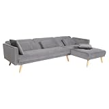 Variable Bed Sofa Living Room Folding Sofa, Wooden Legs, Right Footstool, Suitable For Living Room, Office, Apartment