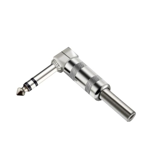 1pc 6.35 ミリメートルオスモノラル/ステレオプラグコネクタ 1/4 "直角プラグ 6 コーナースプリング 6.3 ミリメートルジャックエレキギターペダル(TC119-A-Silver-3Pole)