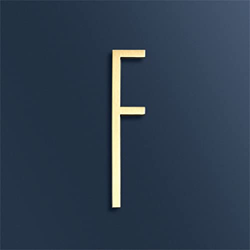 7cm Laiton Massif 3D Maison Plaque Numéros 0-9 Lettres A-Z Dash Signe Adhésif Collé Hôtel Bureau Porte Nombre Boîte Aux À Intérieur Adresse Numérique Alphabet pour Plein Air Plaques Chambre (F) Cover