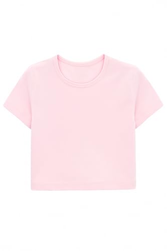 T-shirt court à manches courtes et col rond lilax pour fille en coton doux