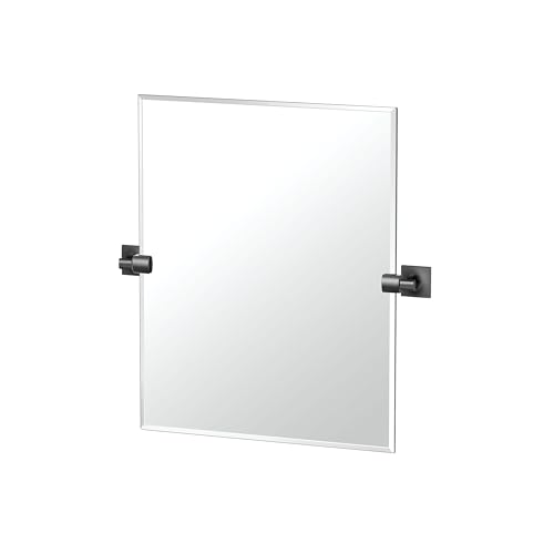 Image of Gatco 5589MXSM Waterline Frameless Rectangle Mirror, 24 Inch, Matte Black