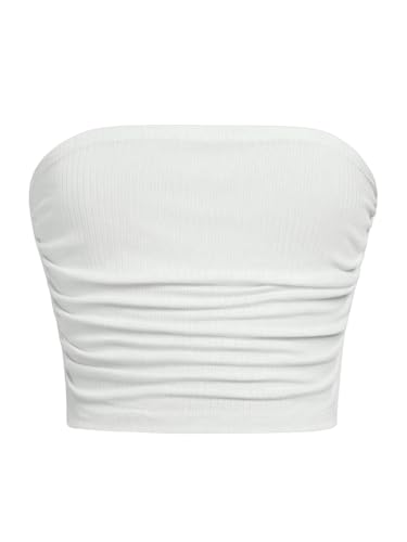 Floerns Girl's Strapless Cropped Tube Top Kids Basic Underwear Ruched Bandeau Tops