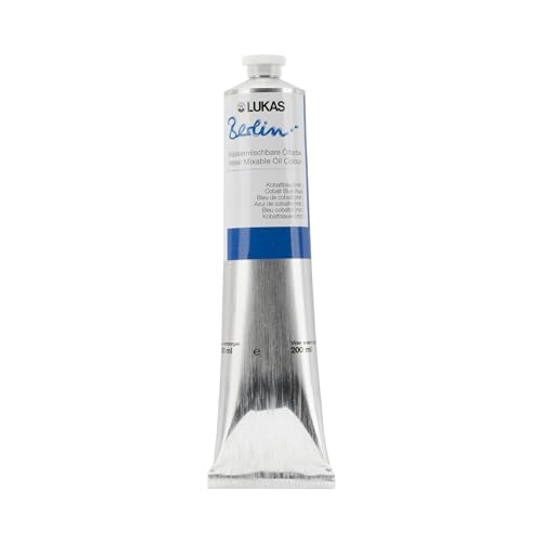LUKAS Huile de peinture à l'huile Berlin - 200 ml - Mélangable à l'eau - De qualité supérieure - Couleur : bleu cobalt (synthétique).