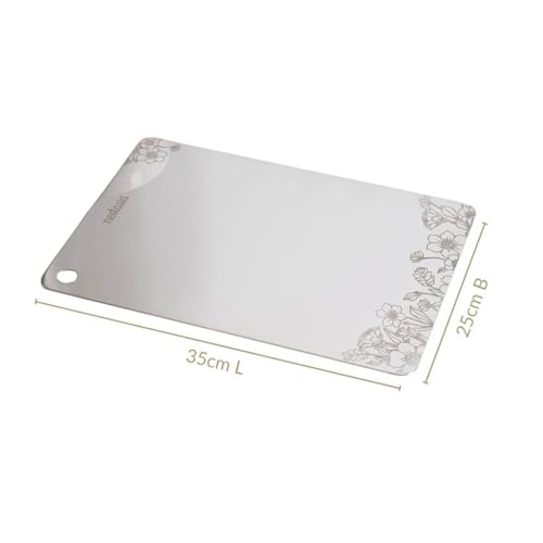 Image of Nestasia Stainless Steel Chopping Board for Kitchen (35cm x 25cm) - Floral Engraved Steel Cutting Board for Chopping Fruits & Vegetables | 100% Food Safe, Rust Resistant & Dishwasher Safe