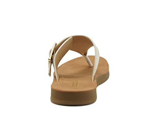 Soda Suri - Women, Girls And Teens Teepee Thong Flat Sandal With Side Buckles. Great For Spring And Summer Activities And Trips (8, Bone Pu, Numeric_8) #TOP1
