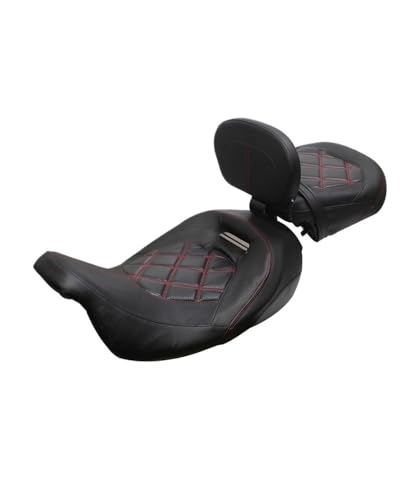 Siège moto à deux places premium en cuir avec double dossier ergonomique pour Road King