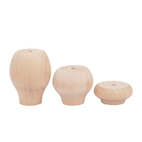 Patas elevadas de madera maciza para sofá y mueble de TV redondas C1 3