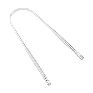 Tongschraper, roestvrij stalen tongschraper, tongreiniger, Ayurvedische antibacterieel voor optimale mondhygiëne (zilver…