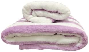 Michou Home Decor Microfiber Bath Towels - Coral Fleece Stripe Quick Dry Towel Set for Men and Women -Super Absorbent, Lightweight, Soft, Lint Free Towels for Bathroom Set 2(Purple/White)