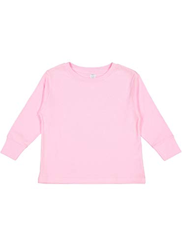 RABBIT SKINS Toddler 100% Cotton Fine Jersey Long Sleeve Tee, Pink, 2T