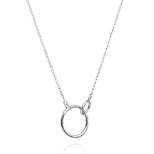 925 Sterling Silver Necklace Pendant on Rolo Chain With 2 Infinity Interlocking Hoops Vintage Look Hypoallergenic Nickel & Lead-free Artisan Handcrafted Designer Collection, Made in Israel3