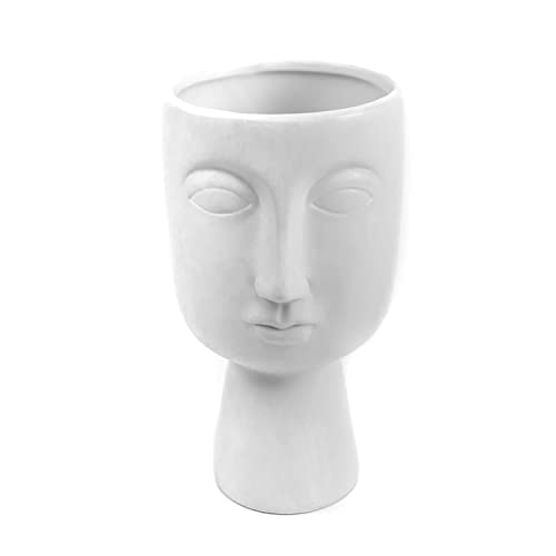 CIAL LAMA Vase céramique décoratif Visage Design élégant Vase Blanc 22 cm Cover