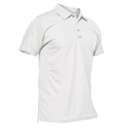 MAGCOMSEN White Polo Shirts for Men Short Sleeve Golf Collared Work Shirts Casual Shirts Quick Dry Summer Shirts M